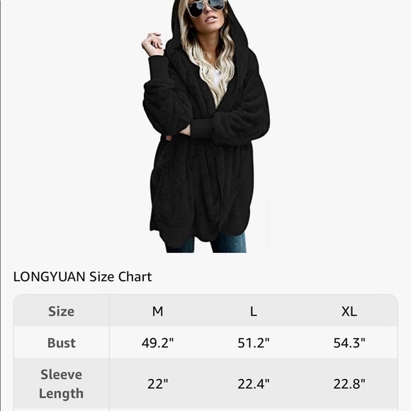 Like new! Amazon $38 Fuzzy hooded open front fleece w/ 2 pockets L Wore once! - Picture 4 of 11